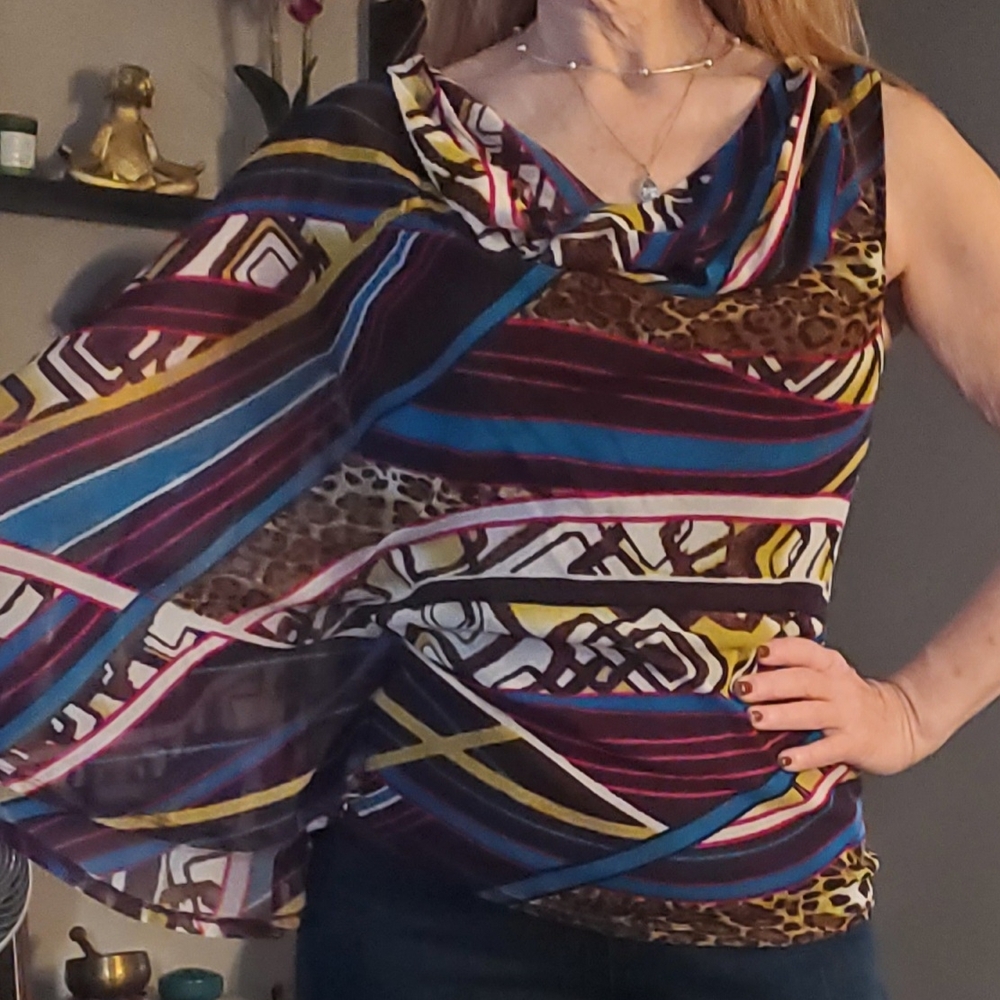 Multicolor Geometric Print Women's Top